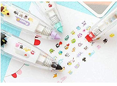 fangfang 2 Pcs Cute Novelty Sticker Pen Machine Decorative Correction Tape with Cat, Dog, Owl for Scrapbooking, Diary, Planner, Journal DIY Crafts