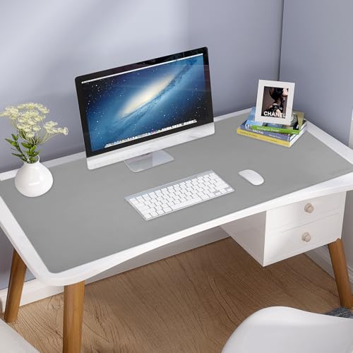 Image of AROPANA Anti-Slip Extended Mouse Pad | PU Vegan Leather Desk Mat | Large Computer Desk Protector Pad with Suede Base for Keyboard, Laptop, Office & Home (120x60CM, Grey)