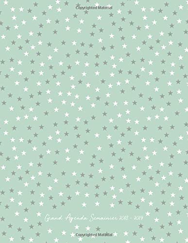 Grand Agenda Semainier 2018-2019: Agenda Scolaire de Juillet 2018 à Août 2019, Semainier simple & graphique, idéal prise de rendez-vous, motif Scandinave étoilé vert