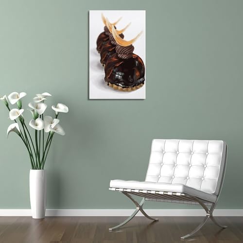 Poster chocolat motif cupcake moderne avec cadre à rayures chic