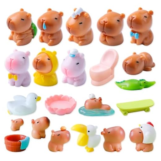 PLNVNVP Mini figuras de capibara, lindas decoraciones de cerdo de agua, figuras de capibara, decoración para tartas, adornos de Kapybara, figuras en miniatura, bonsái, paisaje en miniatura, casas de