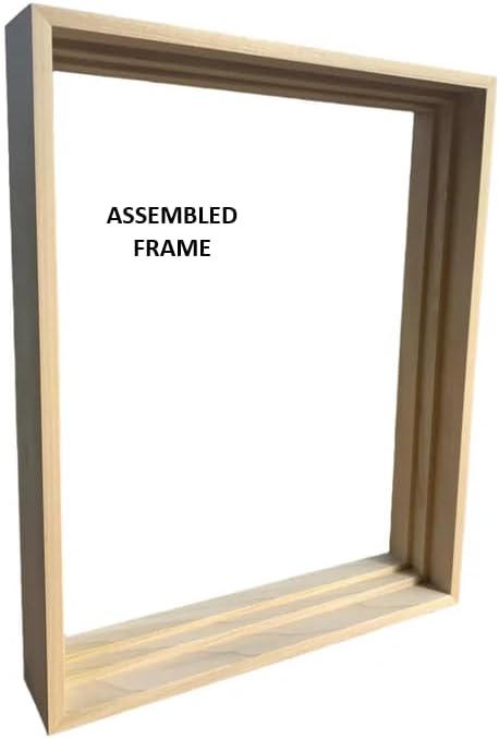 Unfinished Poplar Floater Frame Moulding for Canvas, 2 3/8" Profile, 1.5" Deep, Built-in Float Spacer, Made in USA ((Four Pieces of 72" Length))