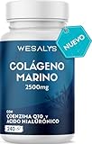 Colágeno Marino Hidrolizado 2500mg con Magnesio y Ácido Hialurónico | 240 Cápsulas | con Vitamina C natural, para cartílagos, huesos y piel | Alta dosis, Péptidos de Colágeno Marino Puro