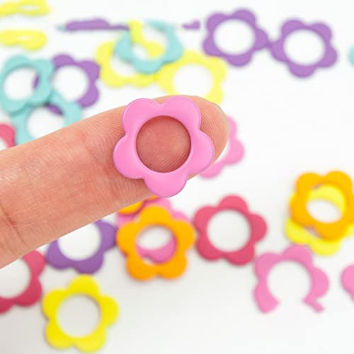 Image of Wonafa 50Pcs Flower Metal Stitch Markers,Metal Colorful Crochet Stitch Markers,with Storage Box for Crocheting Clothing Tag DIY Craft Project (Flower-50Pcs)