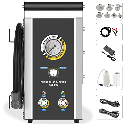 YUANRI Automotive Brake Fluid Bleeder Tool Kit, Automatic Brake Oil Exchanger with Two Pressure Modes Pulsating Brake Fluid Extractor Filler Machine with Master Cylinder Adapter Caps for All Cars