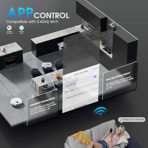 Image of SHELIKI Robotic Vacuums Cleaner with LiDAR Navigation Smart & Strong Suction, Robot Vacuum WiFi /App /Alexa /Voice