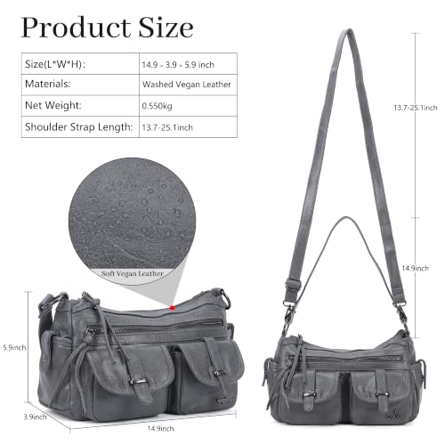 Image of Angel Kiss Hobo Purses for Women Crossbody Shoulder Bag Ladies Multi Pocket Handbags with Adjustable Shoulder Strap | Soft Vegan Leather