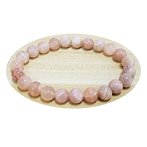 chengmu 8mm Moonstone Stretch Bracelet Natural Semi Precious Gemstone Handmade Round Beads Crystal Elastic Beaded Bracelet 7.5"