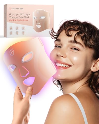 Groomie GlowUp LED Light Therapy Face Mask - Red Light, Amber, Bl...