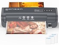 BONSEN Laminiergerät A4 mit Never Jam Technologie, 60 Laminierfolien inkl. (30 x A4, 15 x A5, 15 x A6), Präzise NTC Temperaturkontrolle, Schnelllaminierung für Zuhause, Schule, Büro, L3401