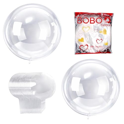 Bobo Balloons 24 Inch Bobo Balloons Clear Balloon for DIY Party Decorations Transparent Fillable Bubble Balloons for Wedding Backgrounds and Photo Shoots Set of 24 Wide Neck Balloon Tails
