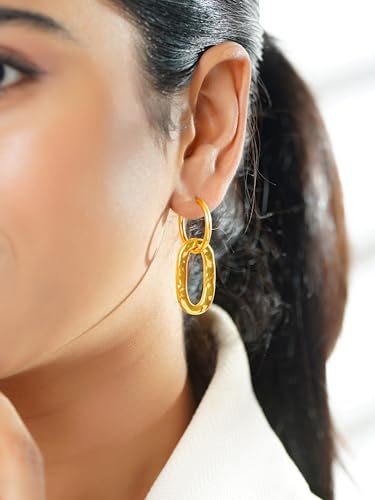 Image of 18K Gold Plated Statement Hoop Earrings for Women | Trendy Hoops Earrings | Waterproof and Anti Tarnish Jewellery | Rakhi Gift for Sister | Gifts for Women | 1 Year Warranty*