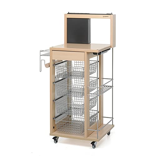 Foppapedretti IlCuciniere Carrello Cucina, Legno Massiccio faggio, Naturale, H117 P46 L60 cm