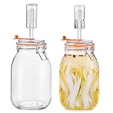 JILLMO Fermentation Jar, 1.8 Liters Glass Fermenting Kit for Making Sauerkraut, Hot Sauce, Mead, Cider and More, Pack of 2