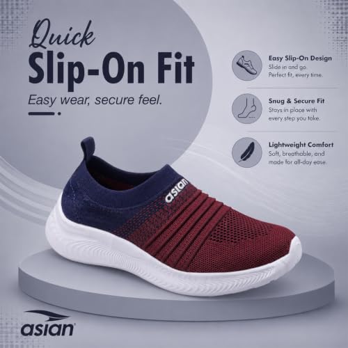 Image of ASIAN Breeze-05 Women's Walking Shoes | Stylish, Lightweight, Breathable Slip-Ons with Cushioned Comfort | Ideal Travel