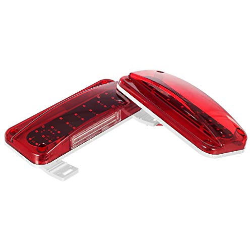Partsam Rectangular Red Led Rv Camper Trailer Stop Turn Brake Tail Lights White License Plate Light 49 Led With License Bracket Holder And White Base 12V Sealed W Reflex Surface Mount (Left + Right) #TOP4