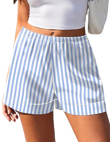 Ekouaer Satin Elastic-Waist Pajama Shorts