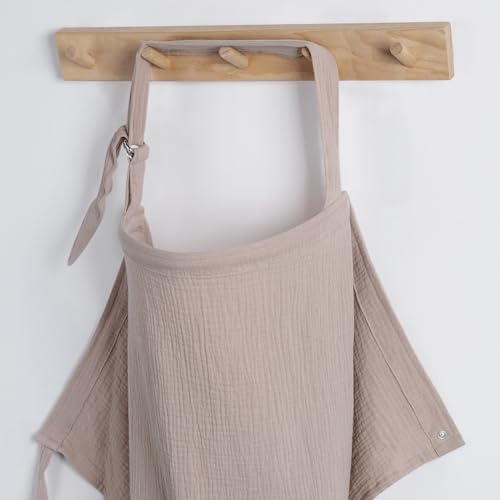 Image of Blissful Diary Muslin Nursing Cover for Breastfeeding, Breathable Breastfeeding Cover up with Arch Neckline for Women, Nursing Apron (Agreeable Gray)