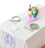 Infuse de la magie dans les événements: orné de paillettes lumineuses qui scintillent dans la lumière, le coureur de table de sirène apporte une touche d'enchantement, jetant une ambiance envoûtante à toute occasion