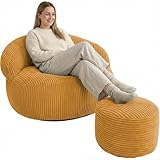 bananair – Pouf Poltrona Soggiorno e Camera in Velluto a Coste - Pouf Gigante XXL Morbido ...