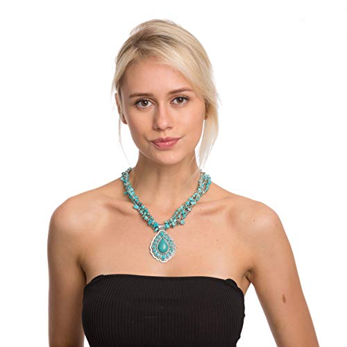 Vintage Alloy Synthetic Turquoise Necklace Fashion Jewelry Women2