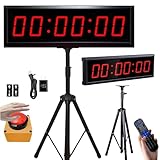 Minuterie de compétition à 2.3 Pouces avec Bouton chronomètre, Affichage Numérique 6 Chiffres, Luminosité Réglable,Visible à 12m,INCL. Trépied et Support Mural Portable Cuisine/Salles d'examen(USB)