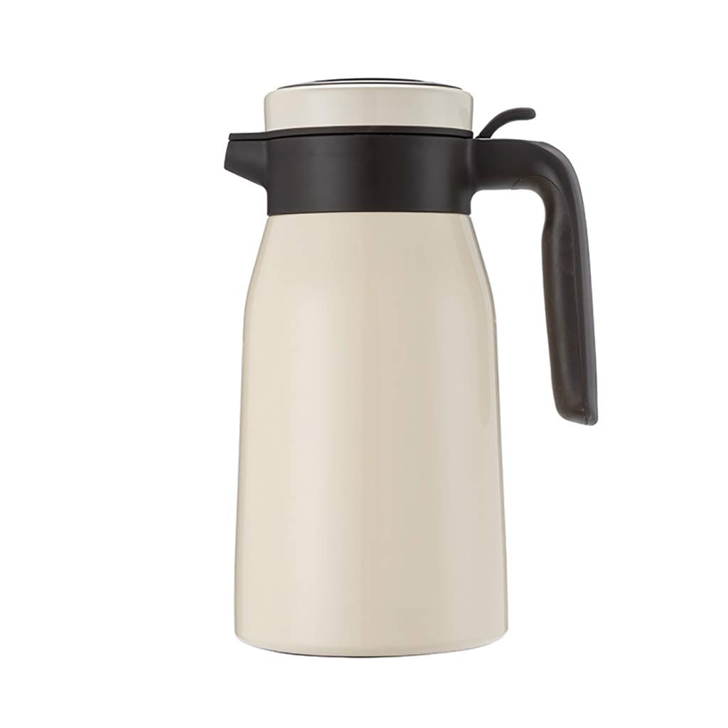 Caraffa Termica in Acciaio Inox da 2 Litri, brocca isolata sottovuoto a Doppia Parete, Display della Temperatura, fiaschetta Termica sottovuoto per caffè, tè, Bevande Calde (Color : White, Size :