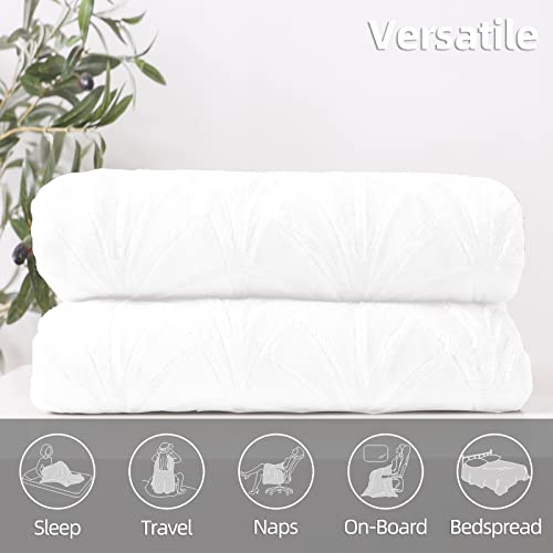 Whale Flotilla Flannel Fleece Throw Blanket for Couch, Soft Fluffy Velvet Sofa Blanket with Decorative Vintage Pattern for All Season, Warm and Lightweight, 50x60 Inch, White