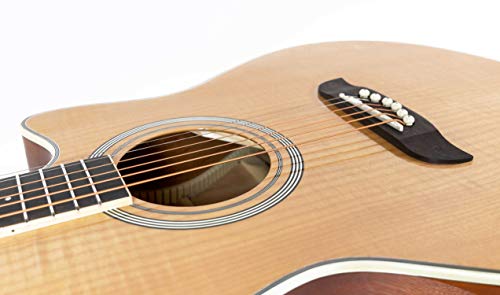 Oscar Schmidt Oa10Ce Mini Auditorium Acoustic-Electric Guitar - Natural Bundle With Gig Bag, Cable, Tuner, Strap, Picks, Instructional Book, Dvd, And Austin Bazaar Polishing Cloth #TOP6