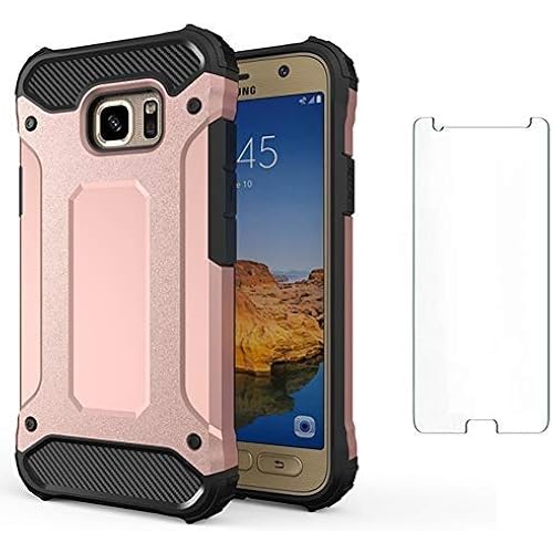Asuwish Phone Case for Samsung Galaxy S7 Edge with Tempered Glass Screen Protector Cover and Cell Accessories Dual Layer Slim Glaxay S7edge Gaxaly S 7 Plus Galaxies GS7 7s 7edge Women Men Rose Gold
