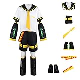 Vocaloid02 Rin Len Outfit Cosplay Costume MikuCosplay Dress Uniform Halloween Party Outfit Full Set for Women Men(M-MEN)