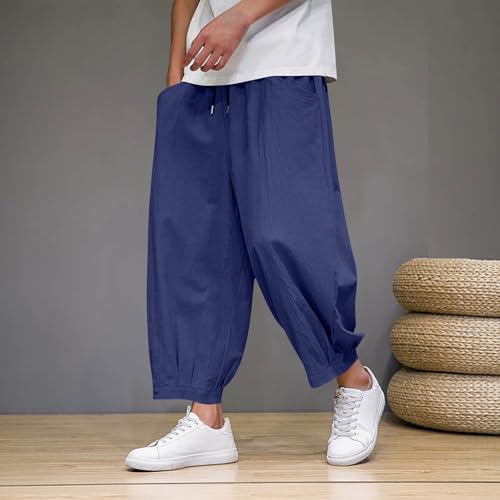 Man Trousers Pants for Mens Linen Festival Pleated Straight Leg Plain Long Leg Fall Summer Trousers Pants 20252