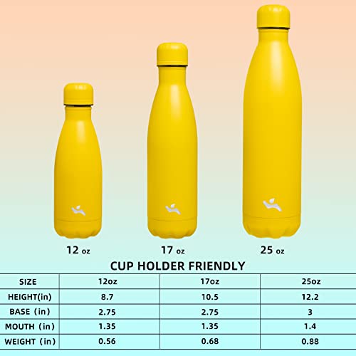 Image of Konokyo Insulated Water Bottles,17 oz Double Wall Stainless Steel Vacumm Metal Flask for Sports Travel,Yellow