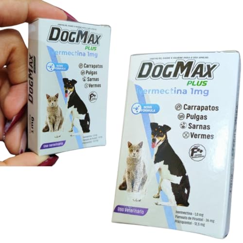 DogMax Plus - Ação 4 em 1 - Remédio para pulgas, carrapatos, vermes e sarna 4 Comprimidos 5kg