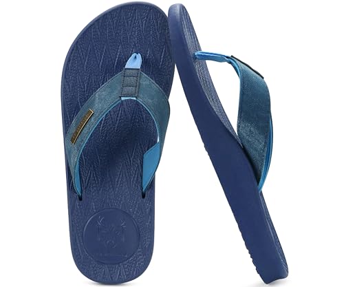Image of KuaiLu Mens Flip Flops Arch Support Comfortable Summer Beach Thong Sandals Yoga Foam Cushion Slip on Slippers
