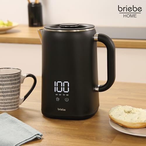 briebe eBoil Hervidor Agua Eléctrico 1,7L Regulador de Temperatura Digital 45°C a 100°C Función Keep Warm, 1500W, Interior Acero Inox, Libre de BPA, Base de 360°, Controlador Strix, Negro - imagen 2