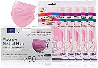 YINHONYUHE Medical Disposable Face Mask, 50 Units, Colour Purple, CE Certified, BFE 98%, EN 14683:2019+AC:2019 Type IIR