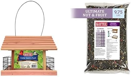 Kaytee Wild Bird Cedar Seed and Suet Feeder with Kaytee Ultimate Nut & Fruit Wild Bird Seed, 9.75 lb Bundle