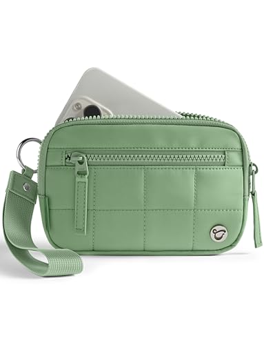 Image of Uselike Womens Wallet Card Holder Purse with Zipper Quilted Phone Wallet RFID Blocking Small Wristlet Wallets for Everyday, Travel (Green)