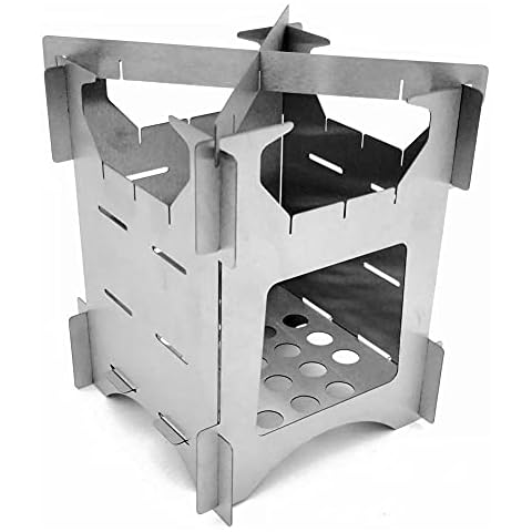 Camping Holzofen Folding Backpacking Stove Bewegliches Edelstahl Außen Mini Brennholz Ofen Silber Cover