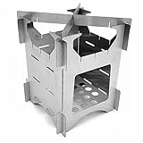 Hainice Campingkocher Leichtklapp Backpacking Stove Beweglicher Edelstahl-außen Mini Brennholz Herd Olidified Spiritus-ofen Für Outdoor-Kochen Backpacking Wandern Reisen Silber