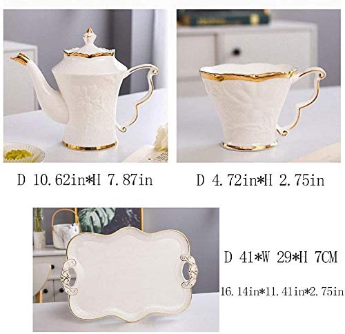 Juego de Tetera Moderna para el hogar Phnom Penh Servicio de té Juego de té de cerámica Platillo de Taza con Bandeja Tetera de té de la Tarde en inglés Juego de Tetera de fácil Limpieza Blanca Up - Imagen 8