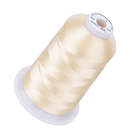 Image of Simthread 5000M 40WT Polyester Embroidery Thread, Macadamia S019 | 5000M 40WT polyester thread feeds smoothly for machine embroidery, monograms, logos, patches and quilting.