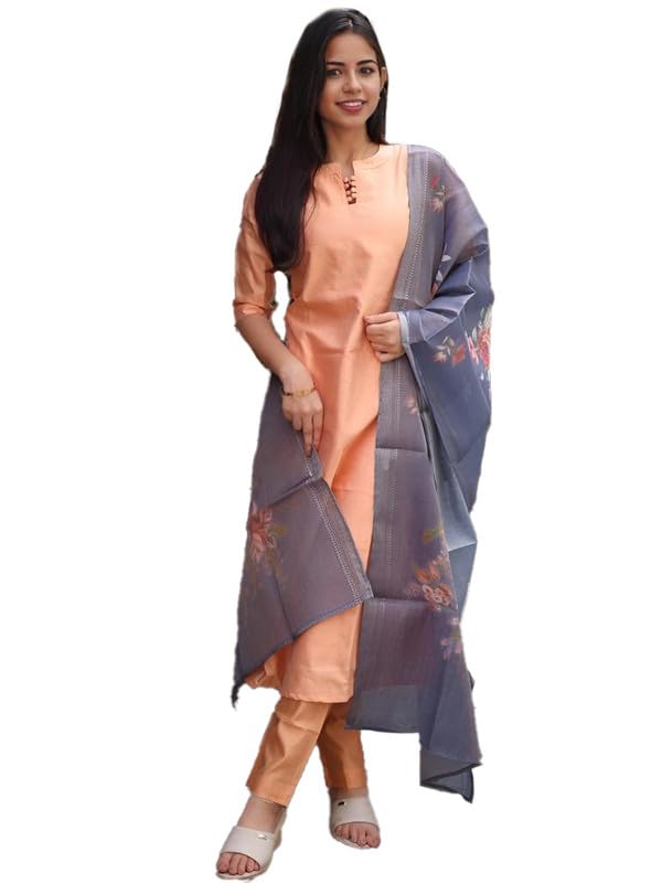 Image of Sun Fashion And Lifestyle Women's Roman Silk Stitched Printed Aline Long Kurta Sets for Women