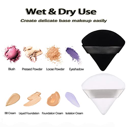 6 Pcs Pure Cotton Triangle Powder Puff,Face Soft Makeup Puff For Loose Powder,Velour Cosmetic Foundation Sponge Beauty Makeup Tools-Black #TOP2