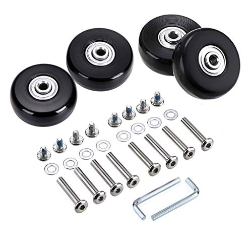 F-Ber Luggage Suitcase Wheels With Abec 608Zz Bearings, 50Mm Inline Outdoor Skate Replacement Wheels, One Set Of 4 Wheels (Black, 50Mm X 18Mm X 6Mm/1.97" X 0.7" X 0.24") #TOP1