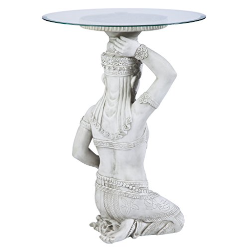 Design Toscano Thai Beautiful Being Glass-Topped Asian Decor Table, Antique Stone #TOP5