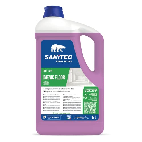 Sanitec, Igienic Floor, Detergente Universale Sgrassante Concentrato con Azione Igienizzante, Profumato alla Lavanda Selvatica, Attivo su Qualsiasi Tipo di Sporco, Made in Italy, 5 L