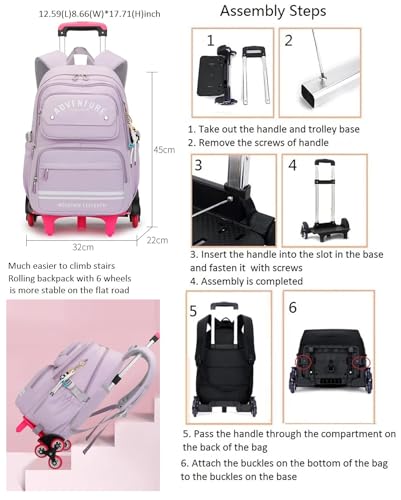 Rolling Backpack for Boys Girls Kids Backpack with Wheels Roller Bookbag Trolley School Bag Wheeled Bag2