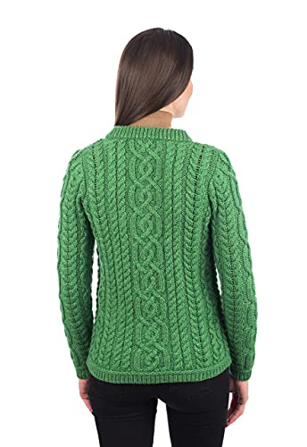 Image of SAOL 100% Merino Wool Ladies Irish Buttons Knit Cardigan Lumber Jacket with Pockets